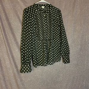 Grey and White Polkadot Blouse